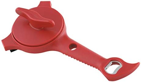 Kuhn Rikon 5-in-1 Multi-Purpose Strain-Free Opener for Jars, Bottles and Ring-Pull Cans, 5 x 10 x 2.25 inches, Red