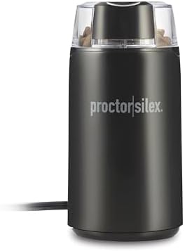 Proctor Silex Electric Coffee Grinder for Beans, Spices and More, Stainless Steel Blades, Makes upto 12 Cups, Black