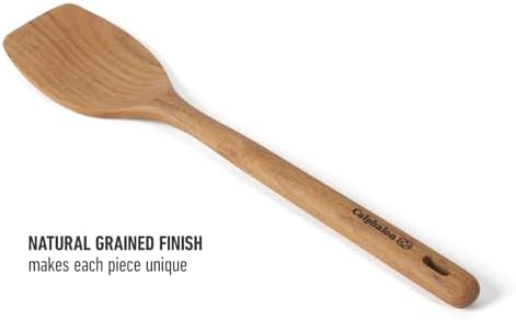 Calphalon Prime Solid Turner, 13-Inch Teak Wood Kitchen Spatula, Wooden Flipping Turner for Nonstick Cookware, Heat-Resistant Moisture-Resistant Cooking Tool