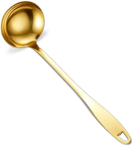 Gold Soup Ladle Stainless Steel Serving Spoon with Handle, 11.6 Inch