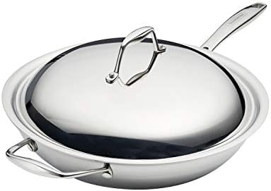 Tramontina Signature Tri-Ply Clad Stainless Steel 12.5-Inch Wok with lid