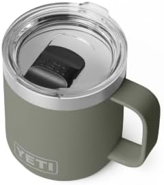 YETI Rambler 10 oz Ceramic Lined Stackable Mug, Vacuum Insulated, Stainless Steel with MagSlider Lid, Pampa Green