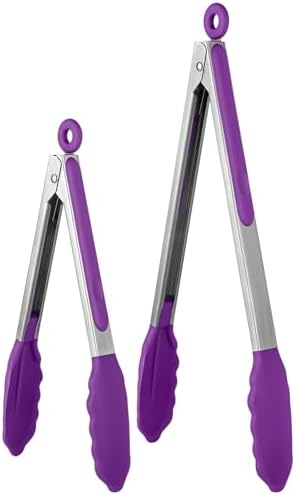 U-Taste Kitchen Tong for Cooking, 600ºF Heat-Resistant Silicon, 2Pcs/Purple