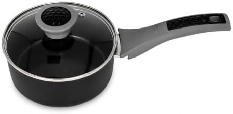 MIRRO 1 Qt Get a Grip 2.0 Aluminum Black Ceramic Saucepan with Glass Lid