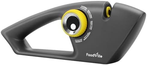 FoodVille 5 in 1 Knife Sharpener with 5 Stages including Tungsten, Diamond, Ceramic for Scissors and All Kinds of Kitchen Knives with Straight and Serrated Blades
