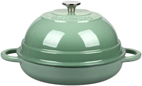VORRINGARD Cast Iron Enameled Dutch Oven Pot with Lid for Bread Baking, Bread Oven, 6 Quart, Sage Green