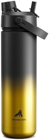 POWCAN 26 oz Insulated Water Bottle with 2-in-1 Straw and Spout Lid, Keep Cold 24H, Leak-Proof, Fits in Car Cup Holder, Stainless Steel Water Bottle for Sports, Travel, Gym, and School (King)