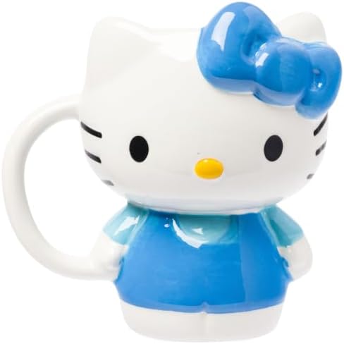 Silver Buffalo Sanrio Hello Kitty Full Body Blue, 3D Sculpted Mug, 20oz