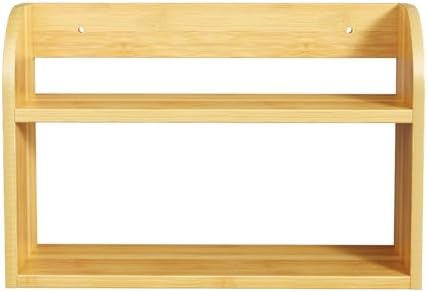 ROMGUAR CRAFT 2 Tier Bamboo Spice Rack, Countertop or Wall Mounting,Natural