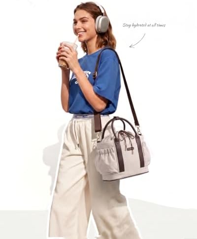 LOVEVOOK Drawstring Insulated Lunch Bag Women,Adult Lunch Box,Nude