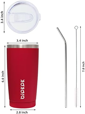 BJPKPK 20oz Coffee Tumbler with Lid & Straw, Insulated Stainless Steel Mug