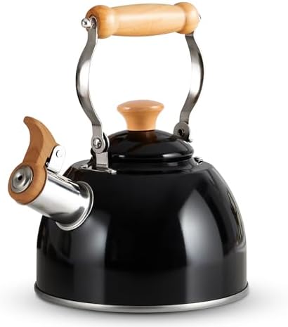 ROCKURWOK Whistling Tea Kettle for Stove Top, 1.6 Qt Small Tea Pot, Black