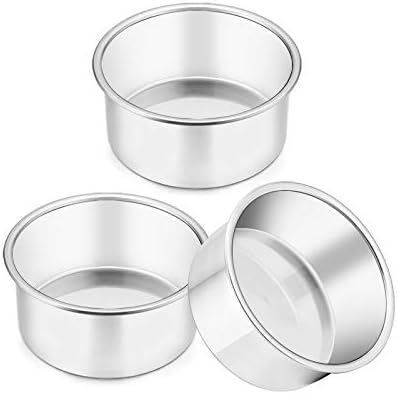 TeamFar 4 Inch Cake Pan, Stainless Steel Mini Cake Pan Round Baking Tins