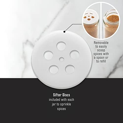 Kamenstein 16 Jar Hourglass Revolving Countertop Spice Rack with Spices Included, FREE Spice Refills for 5 years, Acacia with Stainless Steel Caps