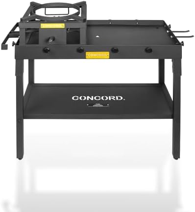CONCORD THE WOK BLOCK 12" Single Propane Outdoor Burner with Built in Wok Ring. 45,000 BTU + Concord The Block Station. Outdoor Burner Stand