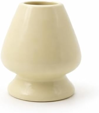BlendWell Ceramic Matcha Whisk Stand, Light Yellow Holder for Bamboo Chasen, Protects Shape and Extends Whisk Life