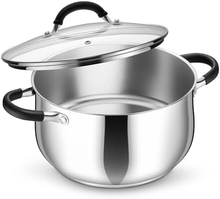 P&P CHEF 6 Quart Stainless Steel Stock Pot, Cooking Pot with Visible Lid