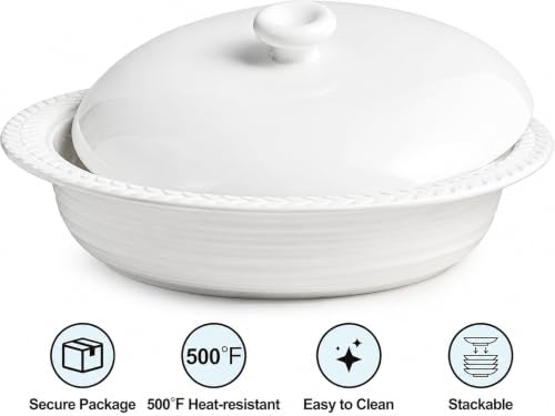 Deep Dish Pie Pan with Lid for Baking, 11 inch Pie Dish with Cover