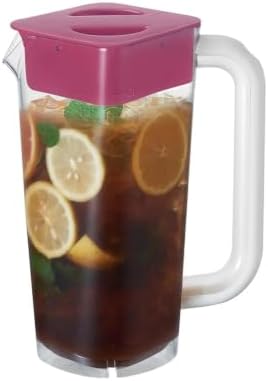 CURTA 1 Pack 2 Liters/68 oz Plastic Pitcher with Lid & Handle for Kitchen,ICED JUICE and Coffee Carafe Beverage Serveware, Acrylic Water Jug for Hot/Cold Drinks&lemonade