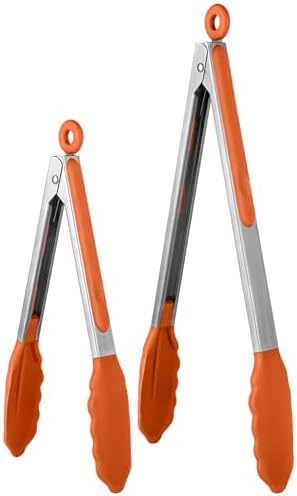 U-Taste Kitchen Tong for Cooking, 600ºF Heat-Resistant Silicon, 2Pcs/Orange