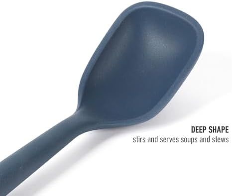 Calphalon Edge Silicone Spoon, Flexible Silicone Cooking Spoon with Reinforced Core, Heat-Resistant Nonstick-Safe Kitchen Spoon for Stirring, Mixing & Serving, Navy