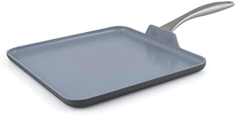 GreenPan Lima Hard Anodized 11” Square Griddle Pan, Ceramic Nonstick, PFAS-Free Nontoxic Pots and Pans, Oven & Broiler Safe, Stainless Steel Handle, Cookware for Eggs & Omelet, Gray