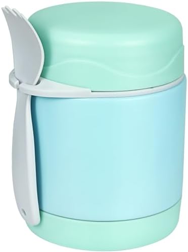 10oz Soup Thermo for Hot Food Kids,Lunch Thermo Kids Food Jar with Spoon Hot Insulated Food Containers,Leak Proof Stainless Steel Wide Mouth Lunch Thermo Jar for School(Mint-Green)