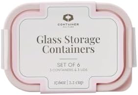 Glass Food Storage Containers with Lids — 6 Piece — 17.6 oz Glass with BPA-Free Leak Resistant Stackable Lids — Microwave, Oven & Dishwasher Safe — Ideal for Meal Prep & More - Berry Blush