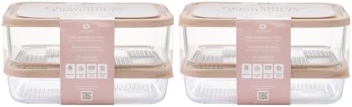 Glass Food Storage Containers with Lids — 12 Piece — 26.5 oz & 40.57 oz Glass with BPA-Free Leak Resistant Stackable Lids — Microwave, Oven & Dishwasher Safe — Ideal for Meal Prep - Cashew Cream