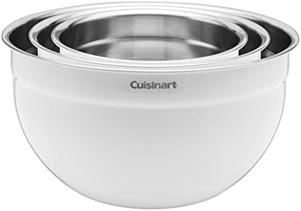 Cuisinart CTG-00-SMBW White Painted Stainless Steel Mixing Bowls with Lids, Set of 3