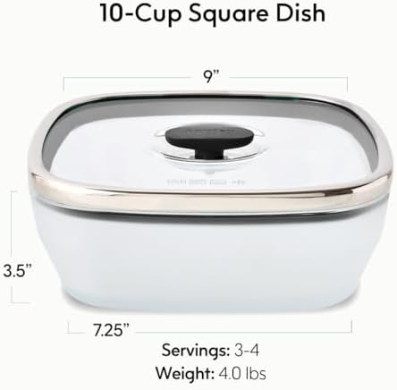 Anyday 10-Cup Square Glass Food Storage with Lid (Black Sesame)