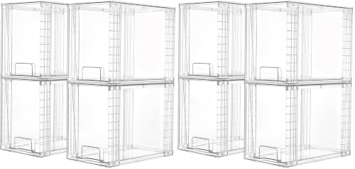 Vtopmart 8 Pack Clear Stackable Storage Drawers,9.7" High Plastic Organizers Bins for Skincare, Bathroom Supplies,Ideal for Cabinet,Undersink,Vanity,Kitchen,Pantry Organization