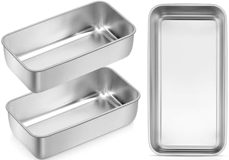 Leonyo Non-Toxic 9x5IN Stainless Steel Loaf Pan for Baking Bread, 3 Pack