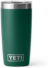 YETI Rambler 10 oz Tumbler, Stainless Steel, Vacuum Insulated with MagSlider Lid, Black Forest Green