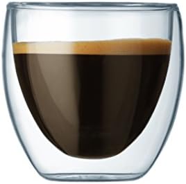 Bodum 2.5oz Pavina Double Wall High-Heat Borosilicate Glass, Set of 2, Clear, 2.5 oz (Pack of 4)
