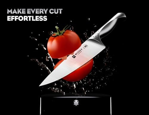 WIZEKA Knife Set with Block 15Pcs, High Carbon Stainless Steel, Razor-Sharp