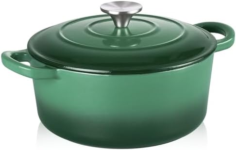 TeamFar Enameled Cast Iron Dutch Oven - 3QT Small Dutch Oven Pot with Lid
