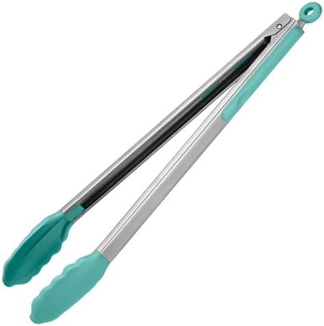 U-Taste Kitchen Tong for Cooking, 600ºF Heat-Proof Silicone, 16in/Aqua Sky
