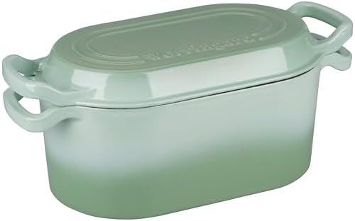 VORRINGARD Oval Dutch Oven Pot with Lid, Enamel Coating Cast Iron Bread Pans for Homemade Sourdough Bread Baking, Cooking, 4 Quart, Green