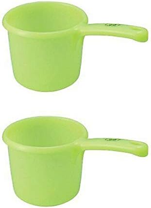 JapanBargain 3040x2, Japanese Plastic Water Ladles Bath Ladle Dipper Filipino Tabo Flat Bottom Bath Water Scoop, Made in Japan, Green, Set of 2
