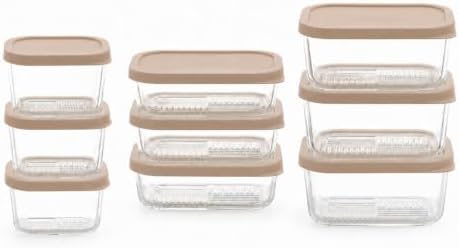 Glass Food Storage Containers with Lids - 18 Piece - 10.5 oz, 17.6 oz & 25.4 oz Sets Glass with BPA-Free Leak Resistant Stackable Lids - Microwave, Oven & Dishwasher Safe - Ideal for - Cashew Cream