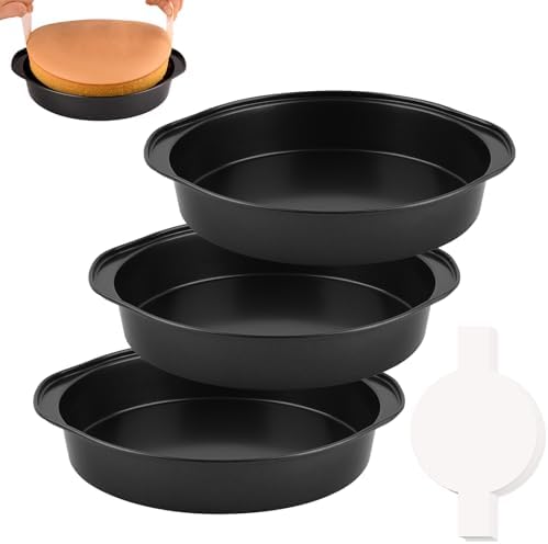 HUAKENER 3 Pcs 8 Inch Round Cake Pans with 100 Pieces Parchment Paper