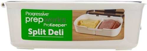 ProKeeper Split Deli Food Storage Container with Air-Tight Silicone Seal and Dry Erase Compatible Lid, 11.75 (Pack of 2)
