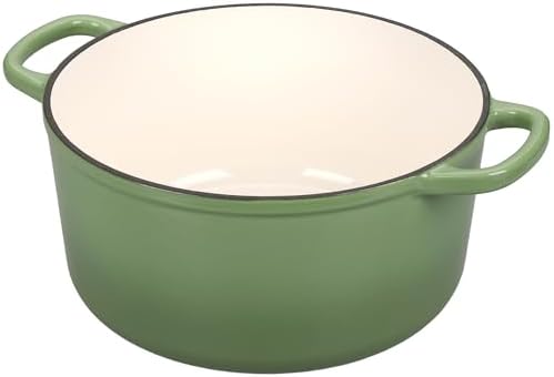 EDGING CASTING Enameled Cast Iron Dutch Oven with Sourdough Bread Baking Kit, Bread Dutch Oven with Lid, Includes Proofing Basket & Baking Tools, 5qt, Pistachio Green