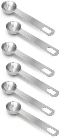 6 PCS 1 Teaspoon(5 mL | 5 cc | 1 Tsp | 1/3 Tablespoon) Stainless Steel Single Measuring Spoon, Easy to Use and Easy to Wash Metal Measuring Spoons Kitchen Gadgets for Cooking & Baking