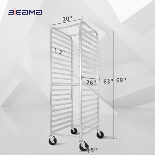 BIEAMA 20-Tier Aluminum Sheet Pan Rack, NSF Full Size Bun Pan Rack