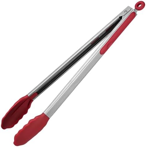 U-Taste Kitchen Tong for Cooking, 600ºF Heat-Resistant Silicone, 16in/Red