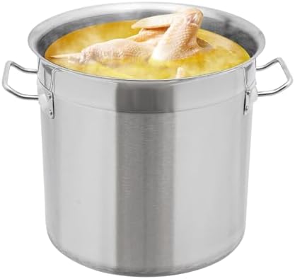 17L/17.9Qt Commercial Large Stock Pot with Lid,Nickel Free Stainless Steel Cookware Healthy Polished Stockpots, Induction Soup Pot for Cooking Home Use