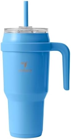 REDUCE Cold1 40 oz Tumbler with Handle - Vacuum Insulated Stainless Steel Water Bottle for Home, Office or Car, Reusable Mug with Straw or Leakproof Flip Lid, Keeps Drinks Cold All Day- Oahu Blue