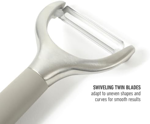 Calphalon Stainless Steel Vegetable Peeler with Swivel Blade, Ergonomic Non-Slip Grip Handle for Fruits & Vegetables, Kitchen Peeler for Smooth Peeling & Meal Prep